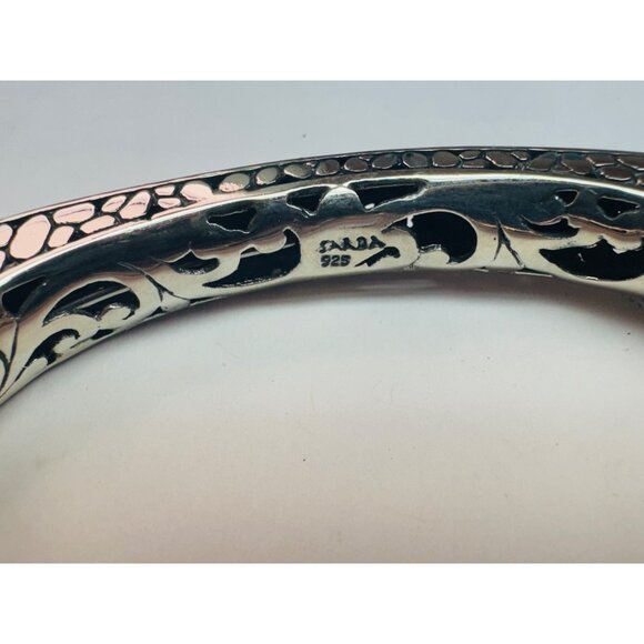 Estate Sarda Sterling Silver 925 Filigree Hinged Bangle Bracelet 6" 38.1g - Picture 7 of 13